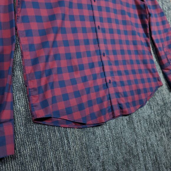 Twillory Shirt Mens XL Red Blue Plaid Button Up Untuckable Tailored Fit Cotton - Picture 7 of 13